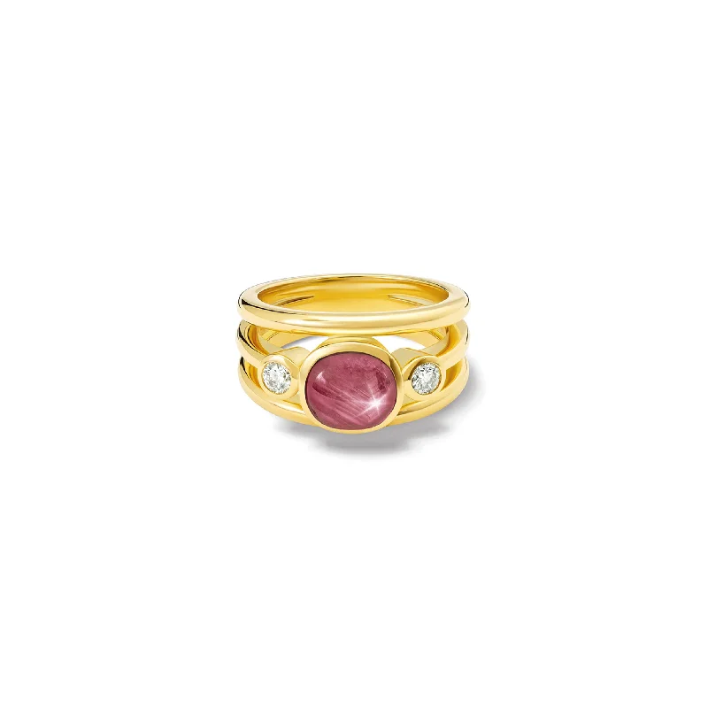 Aeneus Ring 18ct Yellow Gold - Star Ruby & Diamond