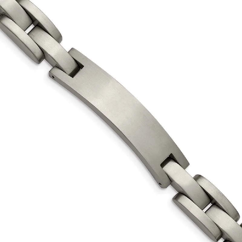 Men's 10mm Engravable I.D. Titanium Satin Link Bracelet - 8.75 Inch