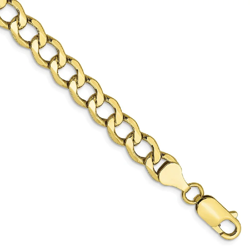 Men's 6.5mm, 10k Yellow Gold Hollow Curb Link Chain Bracelet