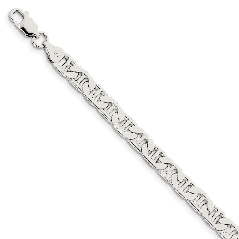 Men's 6.5mm, Sterling Silver, Solid Flat Anchor Chain Bracelet