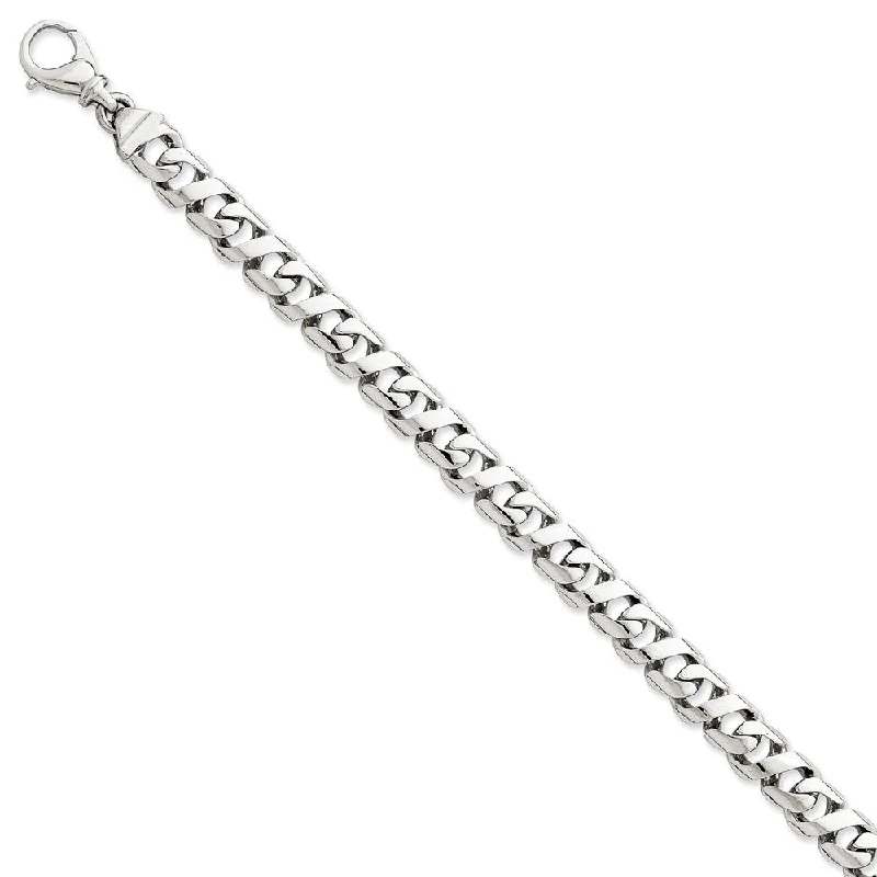 Mens 8.75mm 14k White Gold Polished Figure 8 Link Bracelet, 8.75 Inch