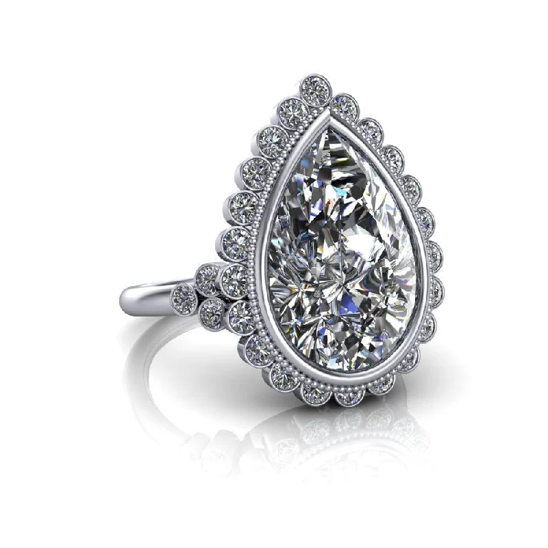 Pear Moissanite Ring 7.88 ctw