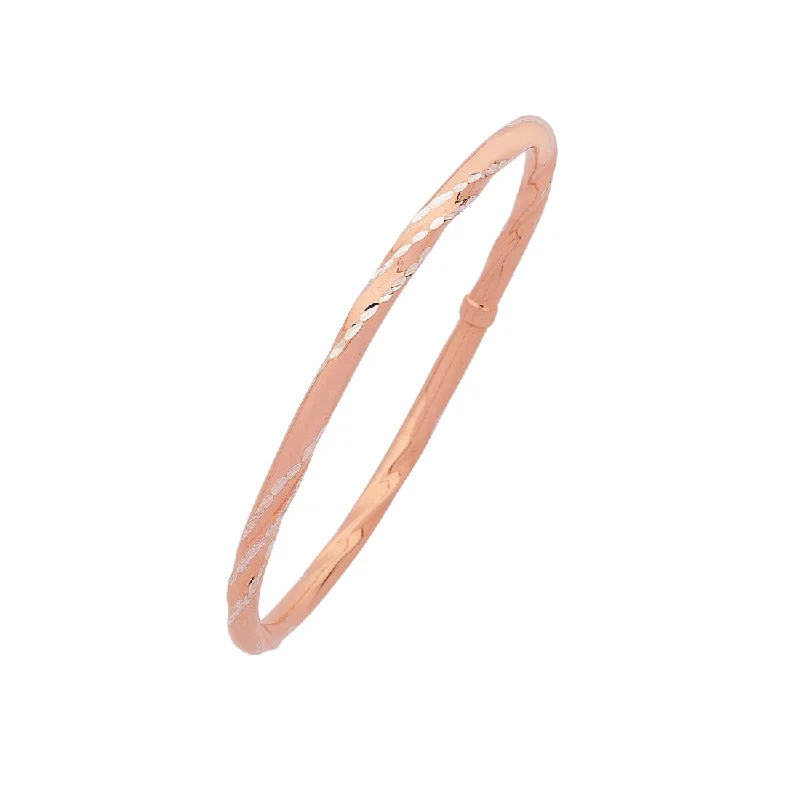 9ct Rose Gold Silver Infused Diamond Cut Twist Bangle