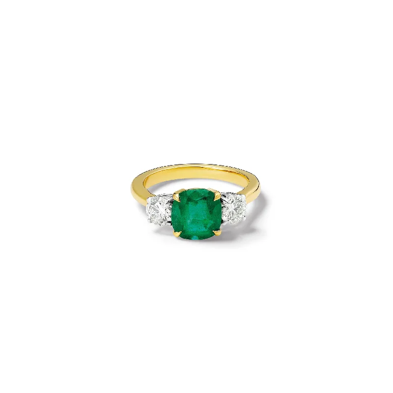 Delilah Engagement Ring 18ct White & Yellow Gold - Emerald & Diamond