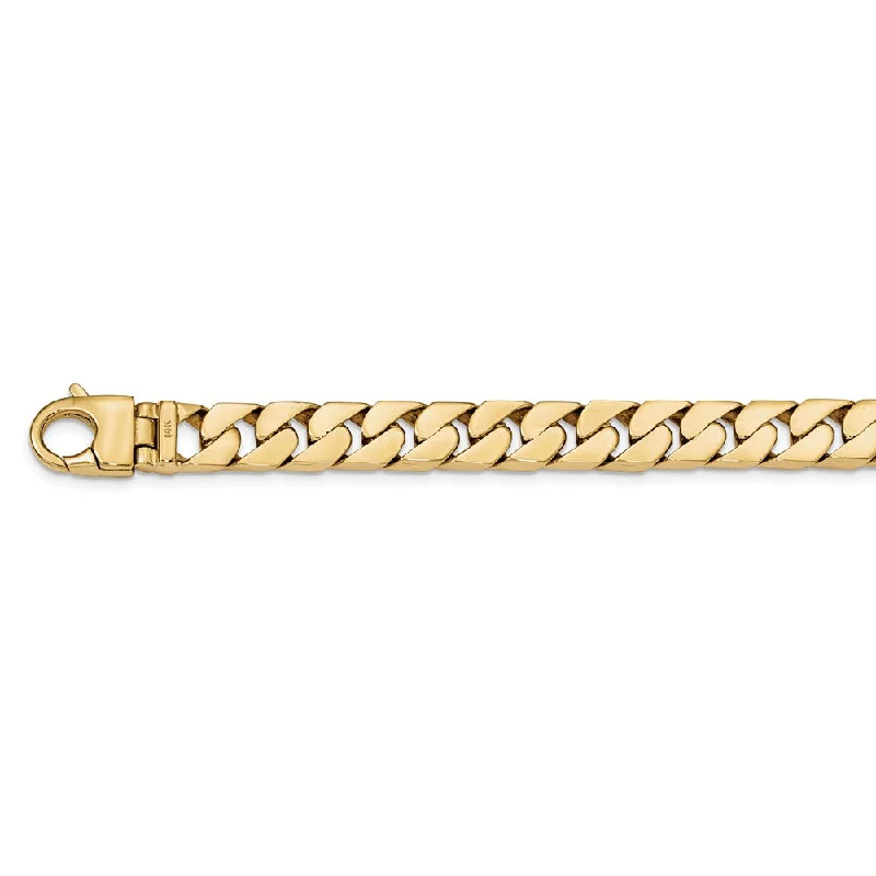 Mens 14k Yellow Gold 10.25mm Half Round Curb Chain Bracelet, 8.25 Inch