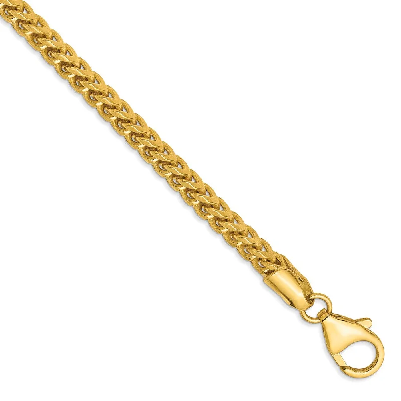 3mm, 14k Yellow Gold, Solid Franco Chain Anklet or Bracelet