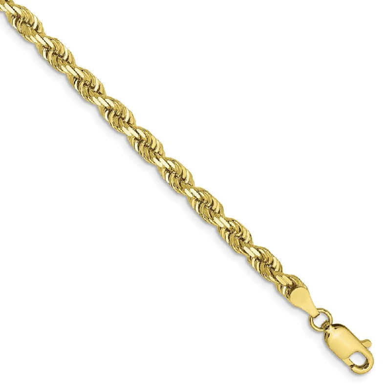 4mm 10k Yellow Gold D/C Quadruple Rope Chain Bracelet