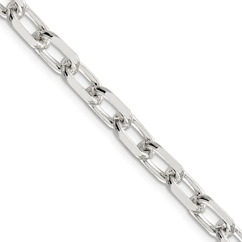 Men's 7.5mm Sterling Silver D/C Solid Elongated Cable Chain Bracelet