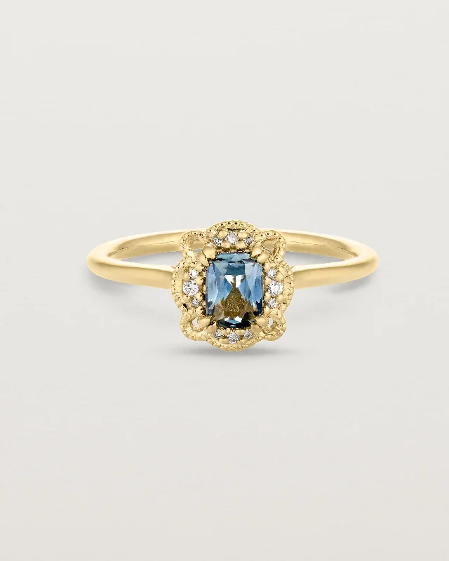 Jolie Millgrain Halo Ring | Parti Sapphire & Diamonds