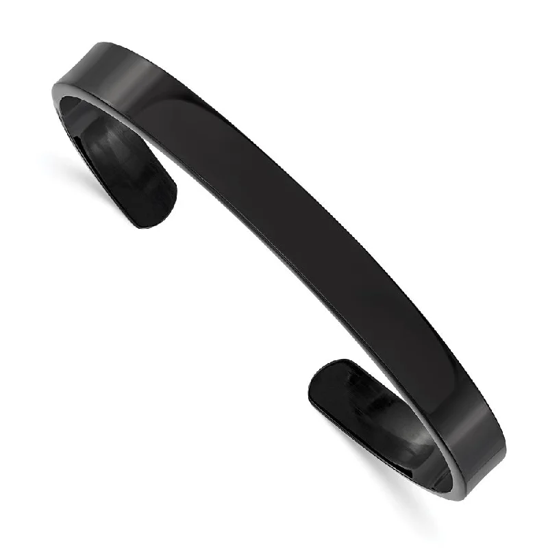 Men's Black Plated Stainless Steel 9mm Polished Cuff Bracelet