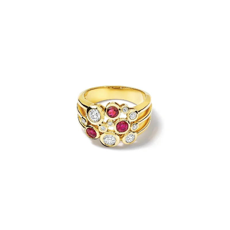 Cirkel Ring 18ct Yellow Gold - Ruby & Diamond