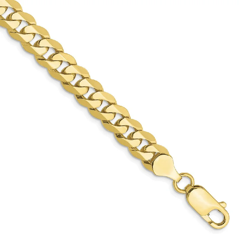 Men's 6.75mm 10k Yellow Gold Flat Beveled Curb Chain Bracelet