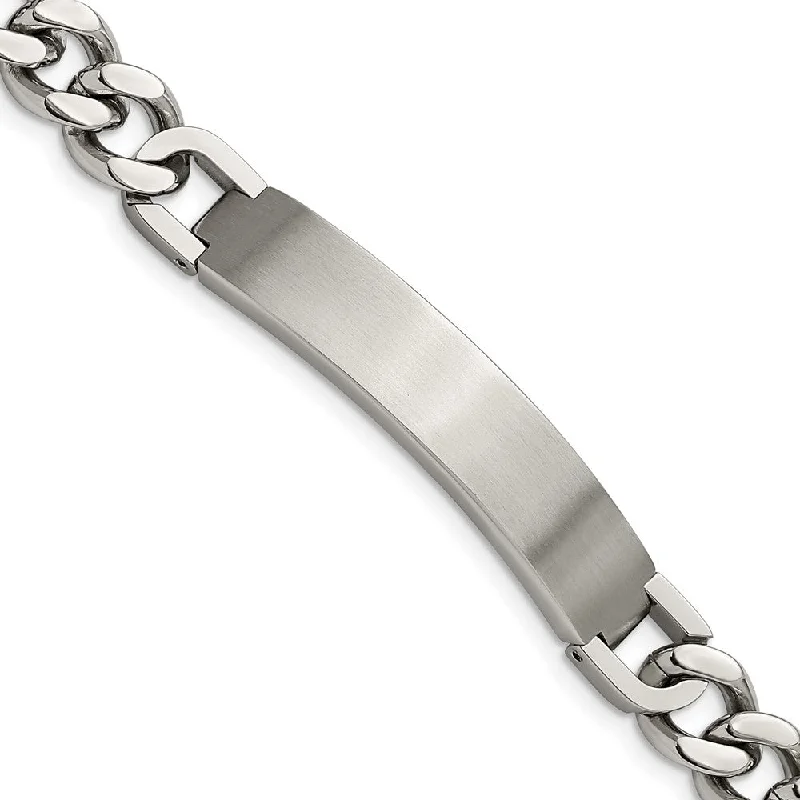 Men's Stainless Steel Adjustable Curb Link Brushed I.D. Bracelet, 9 In