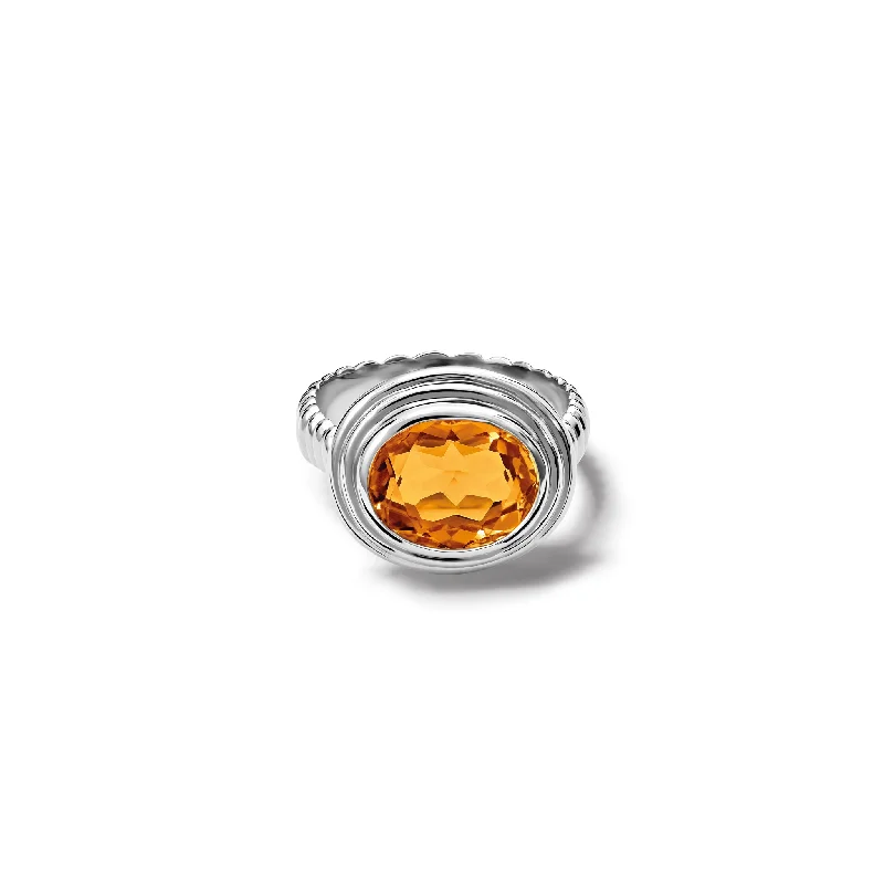 Whirlpool II Ring Silver - Citrine