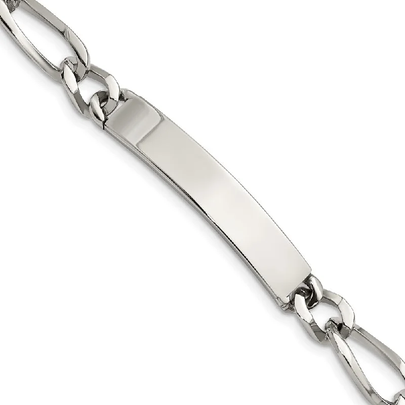 Men's 9mm Polished Stainless Steel Figaro Link I.D. Bracelet, 9.25 In.