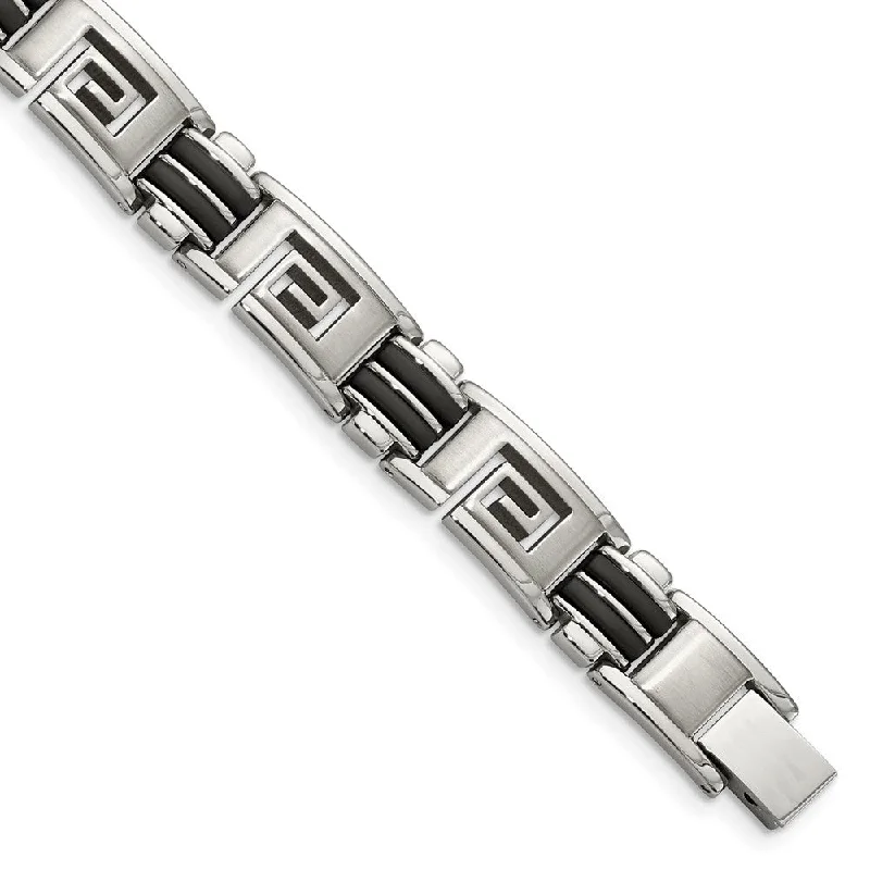 Men's Stainless Steel and Rubber Pathfinder 8.5 Inch Bracelet