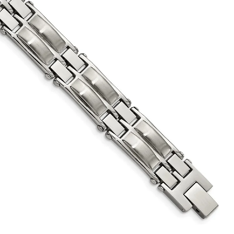 Men's 12.5mm Stainless Steel Domed Link Bracelet, 8.5 Inch