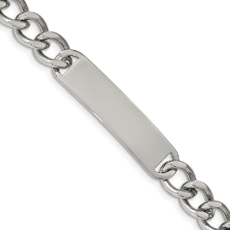 Men's 10mm Stainless Steel Polished I.D. Bracelet, 8.5 Inch