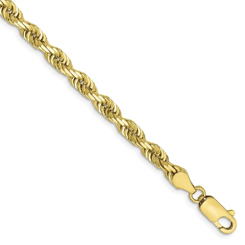 4.5mm 10k Yellow Gold D/C Quadruple Rope Chain Bracelet