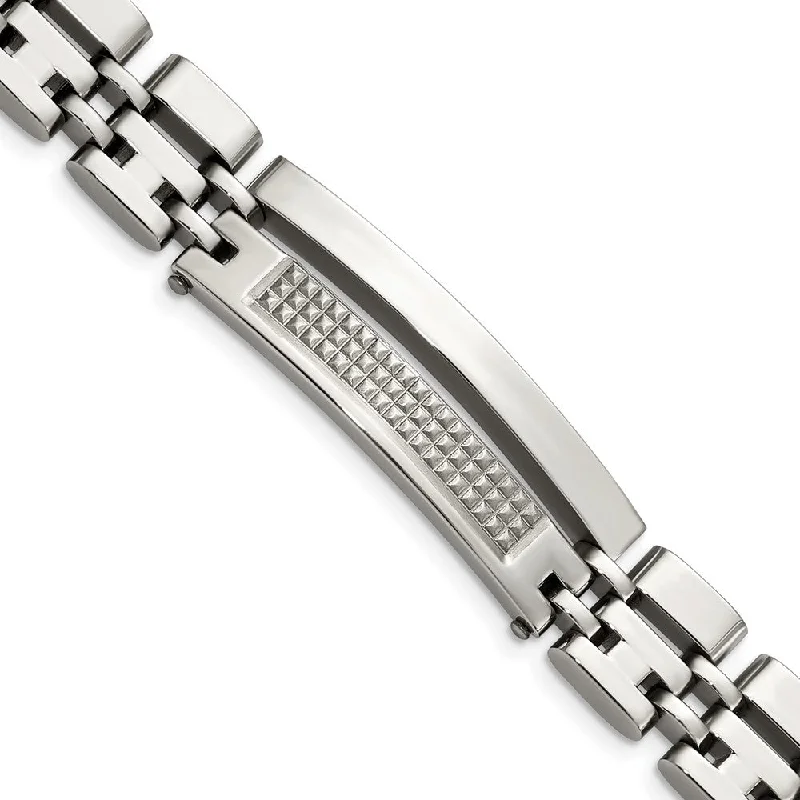 Men's Stainless Steel 15mm Brushed & Polished Link Bracelet, 8.5 Inch