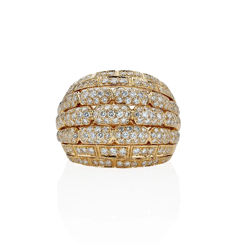 Cartier Paris 18K Gold and Diamond "Maillon Panthère" Bombé Ring