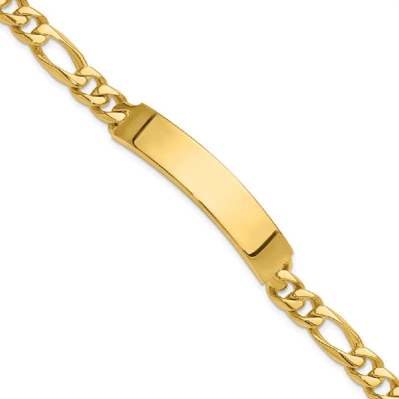 Men's 8mm 14k Yellow Gold Solid Figaro I.D. Bracelet, 8 Inch