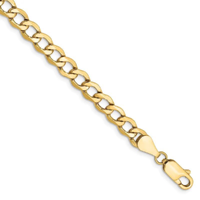 5.25mm, 14k Yellow Gold, Hollow Curb Link Chain Bracelet