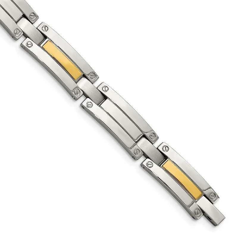 Men's Stainless Steel and 14k Gold-plated 8.5 Inch Bracelet