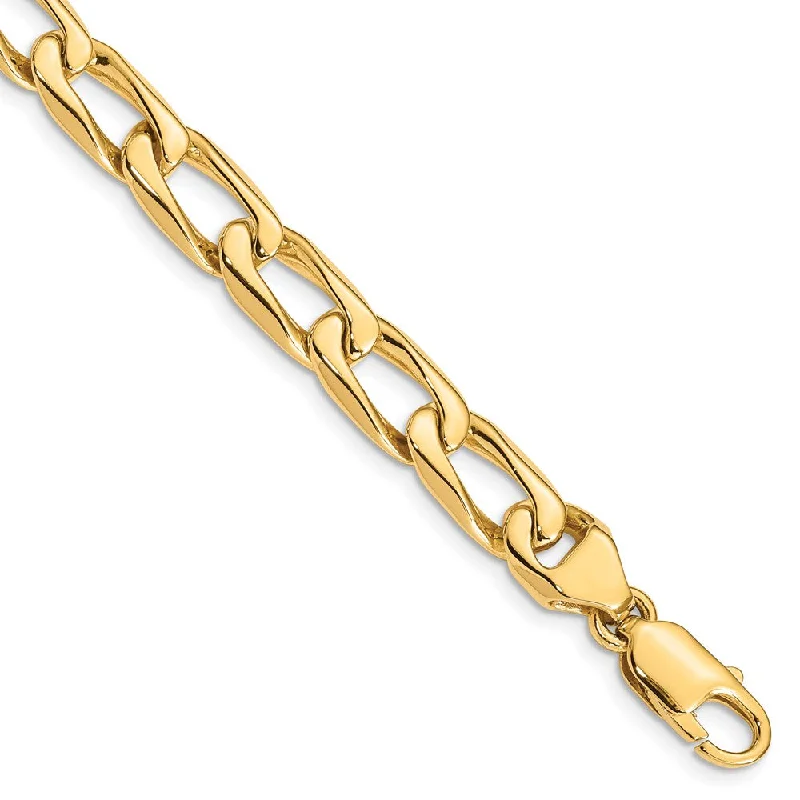 Men's 14k Yellow Gold, 8.5mm Solid Open Link Chain Bracelet