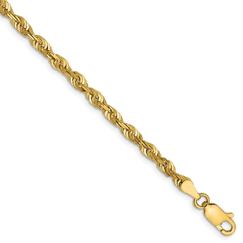 4mm 14k Yellow Gold Diamond Cut Rope Chain Bracelet