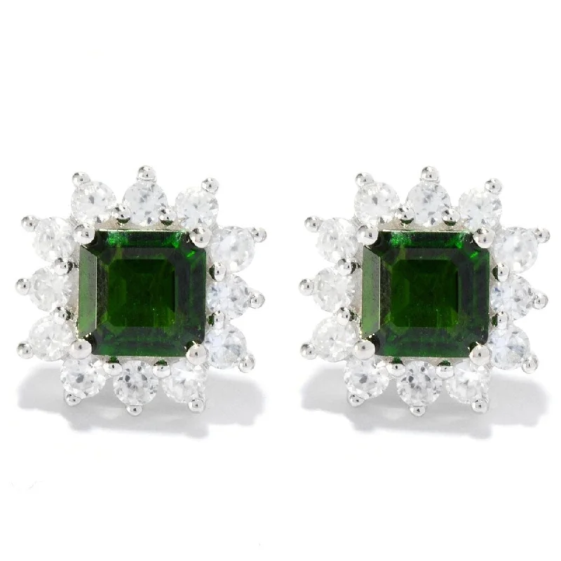 Sterling Silver 4 5/8ct Diopside Stud Earrings