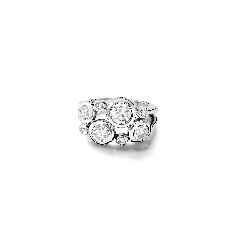 Cirkel Two Row Ring 18ct White Gold - Diamond