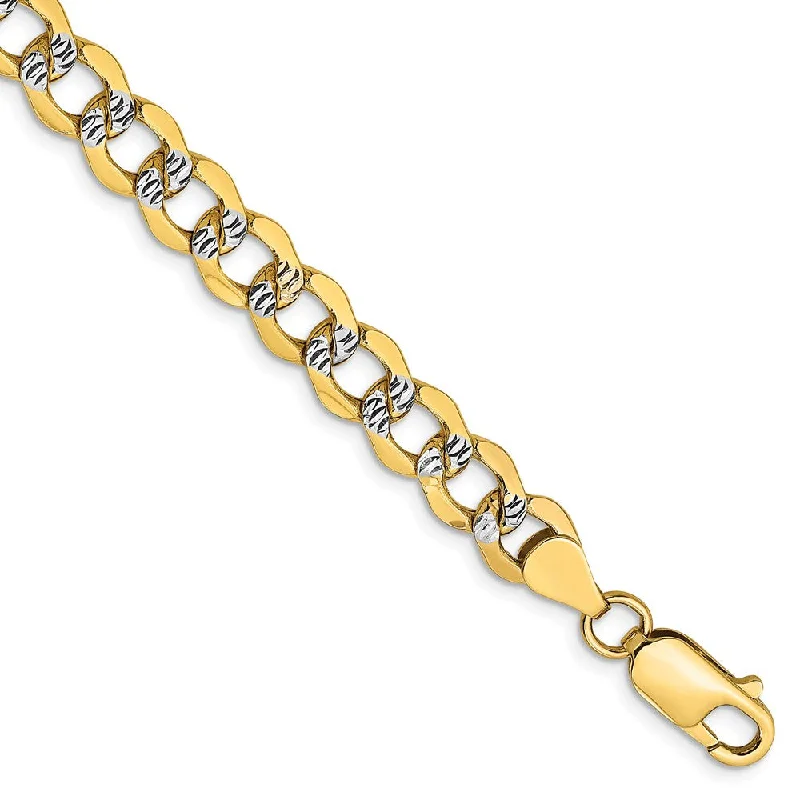 Mens 6mm 10k Yellow Gold Solid Diamond Cut Rope Chain Bracelet, 8 Inch