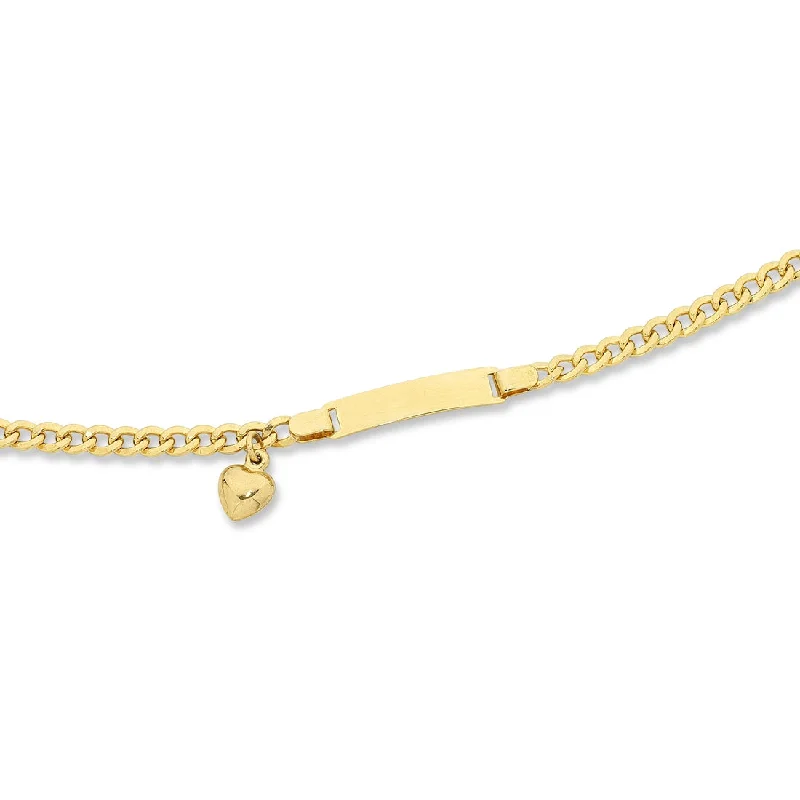 9ct Yellow Gold Silver Infused ID Bracelet with Heart Charm