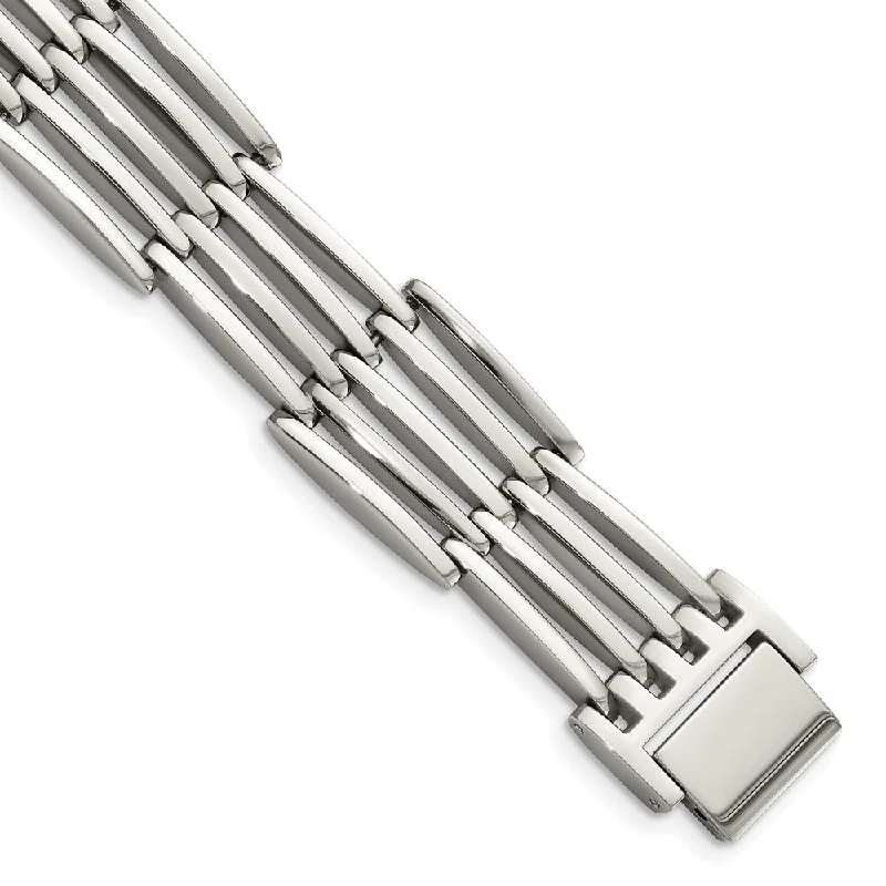 Men's 16mm Stainless Steel Polished Link Bracelet - 8.5 Inch