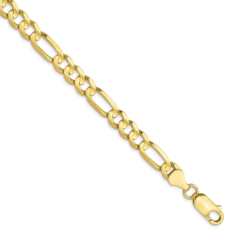 Men's 6mm 10K Yellow Gold Solid Concave Figaro Chain Bracelet