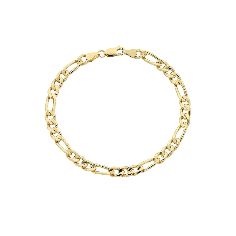 9ct Yellow Gold Silver Infused Figaro Bracelet