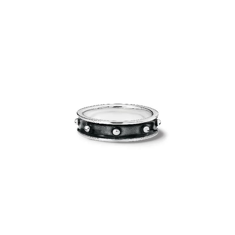 Decimus Ring Silver - Black Enamel