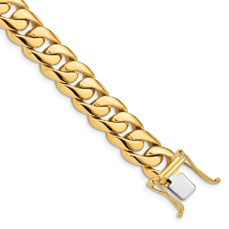 Men's 14k Yellow Gold, 10.75mm Rounded Curb Chain Bracelet, 8 Inch