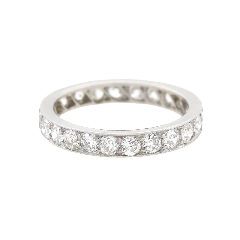 Art Deco Platinum Old Mine Cut Diamond Eternity Band 1.25ctw