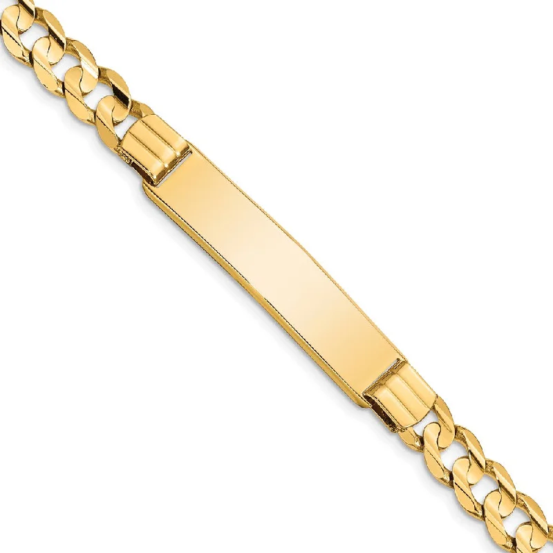 Men's 14k Yellow Gold Solid Curb I.D. Bracelet, 8 Inch