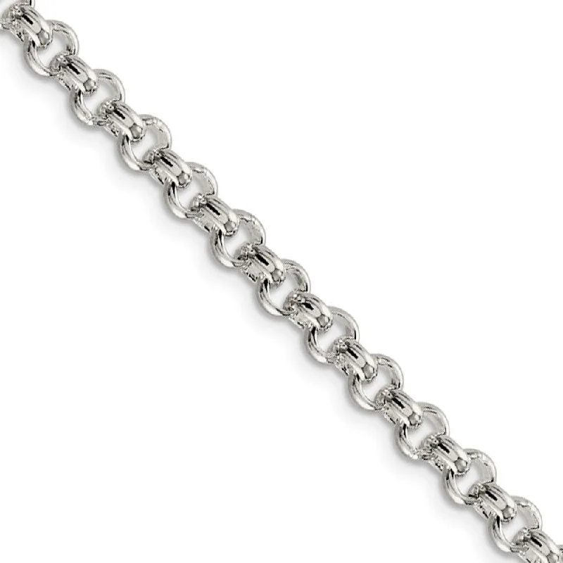 5mm, Sterling Silver Solid Rolo Chain Bracelet