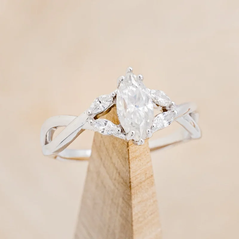 "ELECTA" - MARQUISE MOISSANITE ENGAGEMENT RING WITH DIAMOND ACCENTS