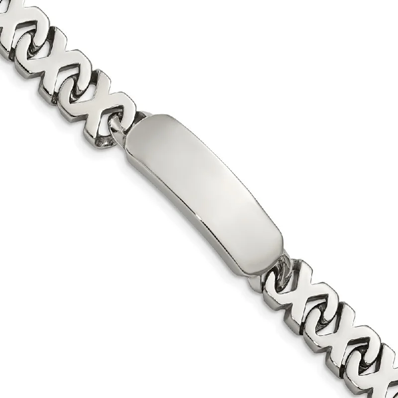 Men's 10mm Polished Stainless Steel X Link I.D. Bracelet, 8.25 Inch